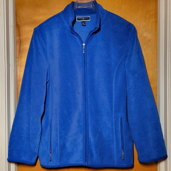Women's Blue Full Zip Fleece Jacket With Stand-Up Collar - Picture 3 of 10